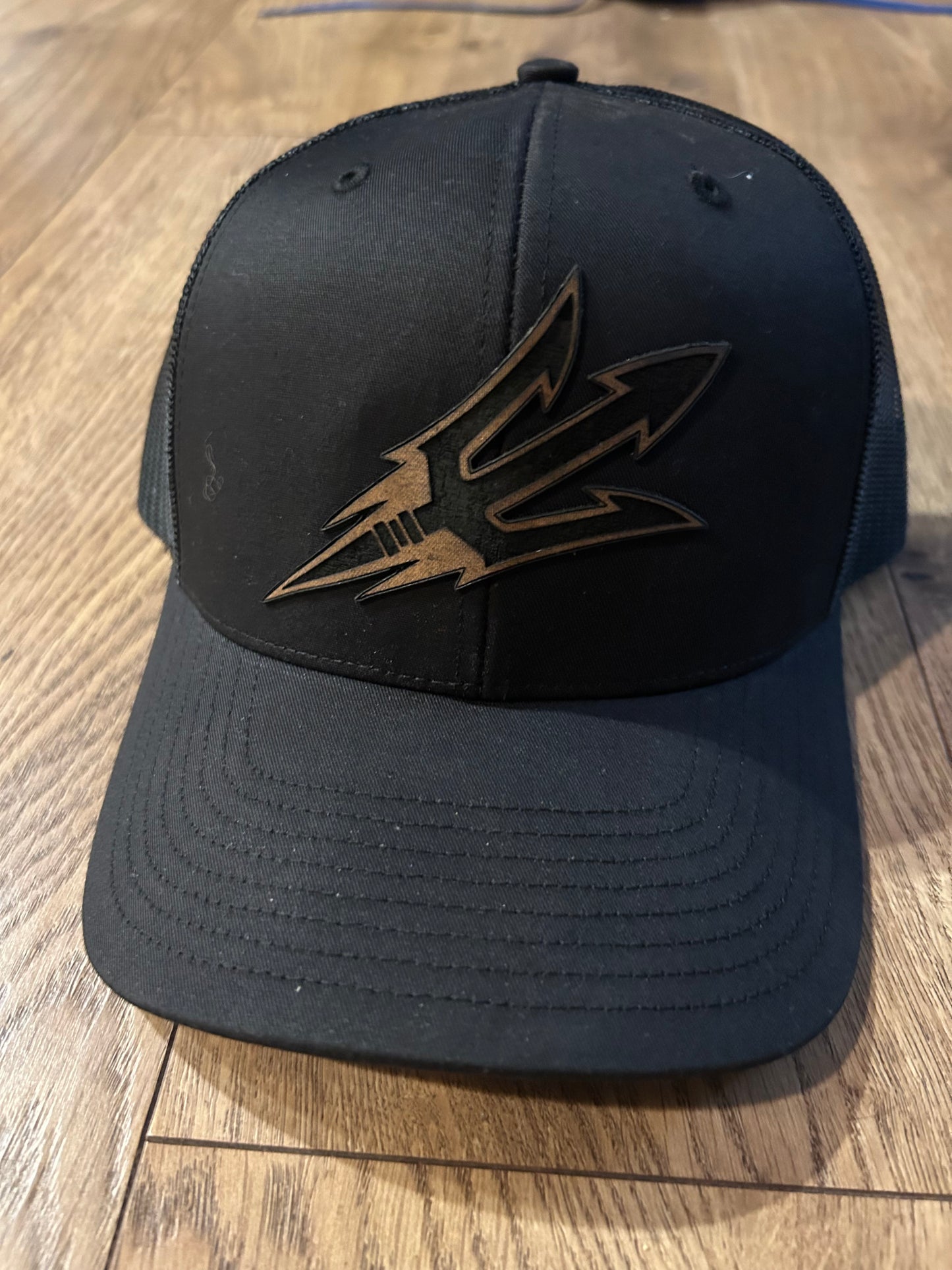 Leather patch hat